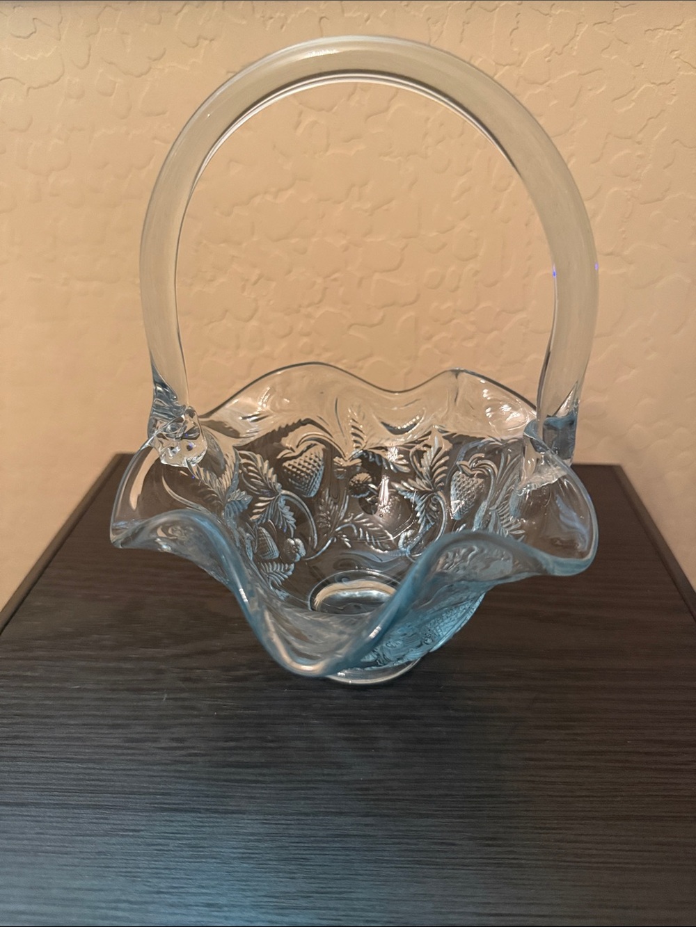 Fenton Light Blue Glass Basket with Handle